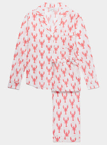  Red Lobster Women's Long Sleeve Organic Cotton Pyjama Trouser Set