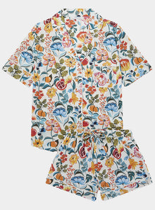  Floral on White Women's Short Sleeve Organic Cotton Pyjama Short Set