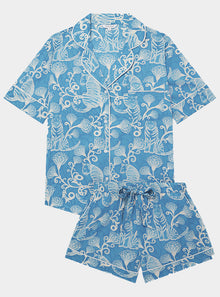  Tiger & Florals Women's Short Sleeve Organic Cotton Pyjama Short Set