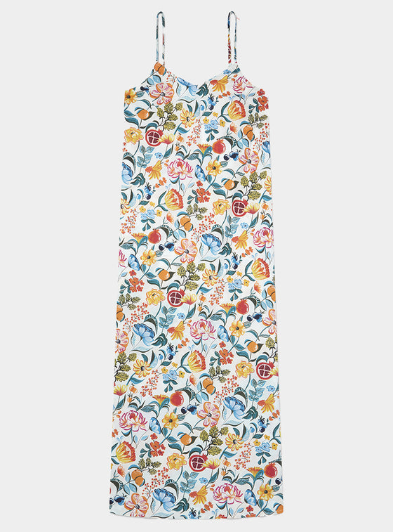 Florals on White Women's Slip Organic Cotton Nightdress