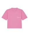 Womens Organic Cotton Boxy T-Shirt in Azalea Pink hewn.