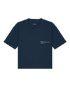 Womens Organic Cotton Boxy T-Shirt in Midnight Navy Blue hewn.