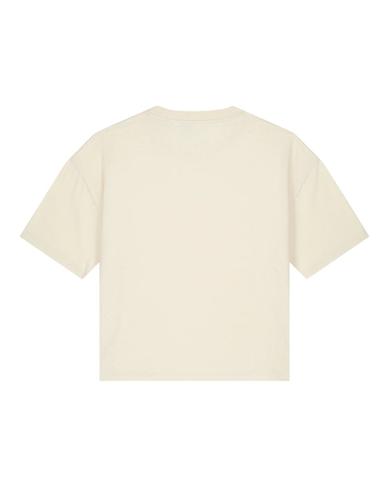 Womens Organic Cotton Boxy T-Shirt in Natural Cotton hewn.