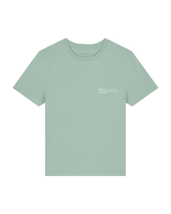 Womens Organic Cotton Fitted T-Shirt in Aloe Green hewn.