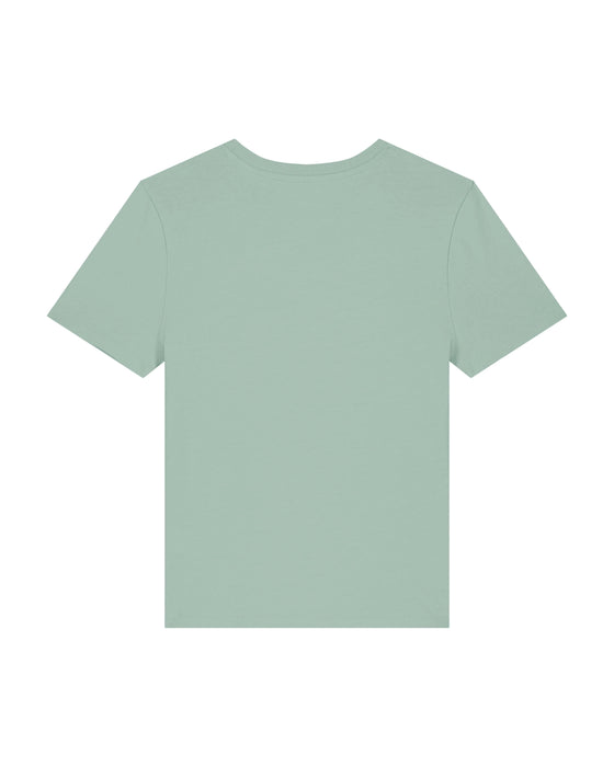 Womens Organic Cotton Fitted T-Shirt in Aloe Green hewn.