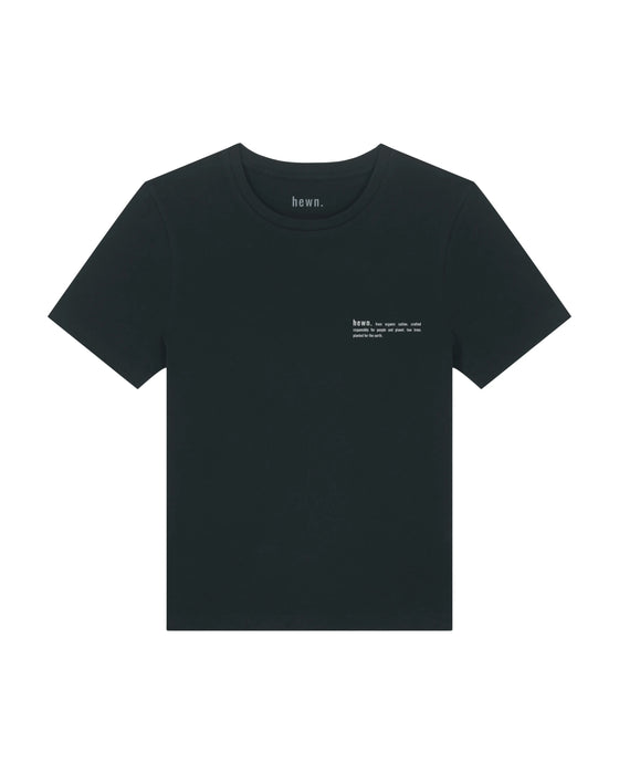 Womens Organic Cotton Fitted T-Shirt in Jet Black hewn.