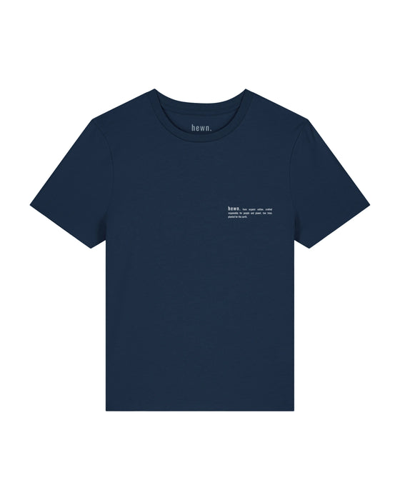 Womens Organic Cotton Fitted T-Shirt in Midnight Navy Blue hewn.