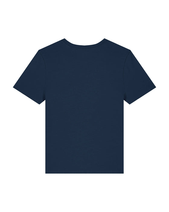 Womens Organic Cotton Fitted T-Shirt in Midnight Navy Blue hewn.