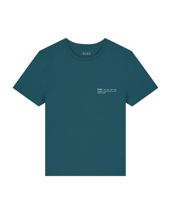 Womens Organic Cotton Fitted T-Shirt in Ocean Blue hewn.