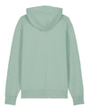 Womens Organic Cotton Relaxed-Fit Hoodie in Aloe Green hewn.