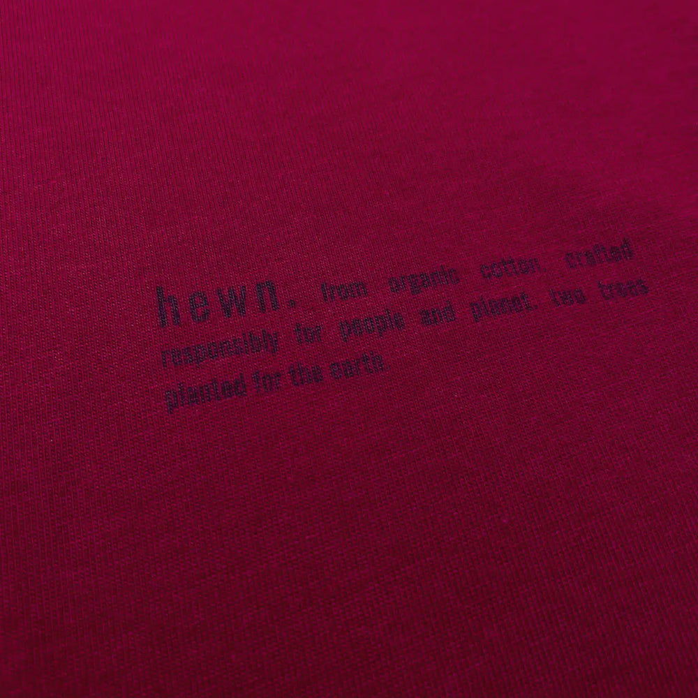 Womens Organic Cotton Relaxed-Fit Hoodie in Berry Red hewn.