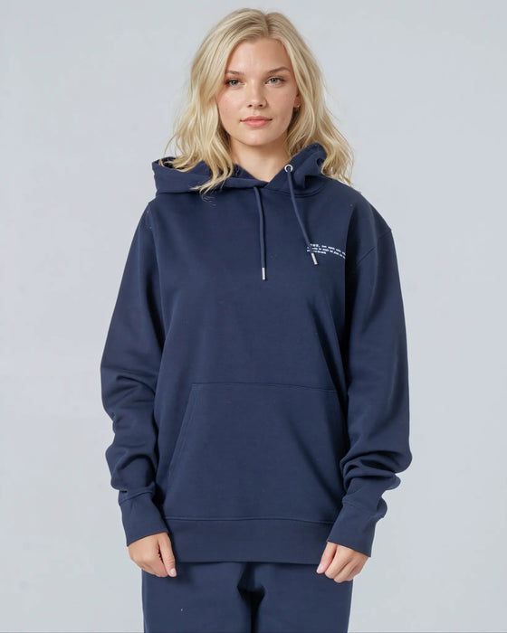 Womens Organic Cotton Relaxed-Fit Hoodie in Blue Ice hewn.