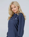 Womens Organic Cotton Relaxed-Fit Hoodie in Midnight Navy hewn.