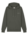 Womens Organic Cotton Relaxed-Fit Hoodie in Pine Green Khaki hewn.