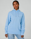 Womens Organic Cotton Relaxed-Fit Hoodie in Sky Blue hewn.