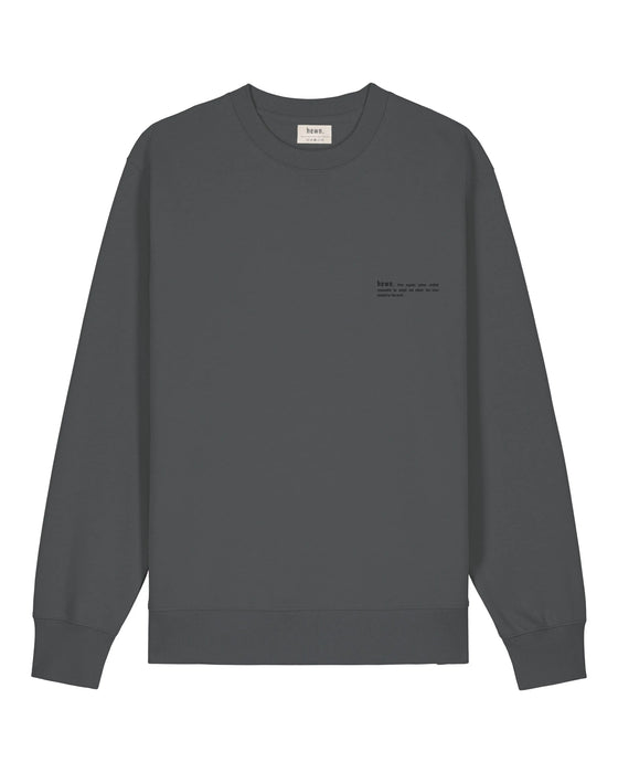 Womens Organic Cotton Relaxed-Fit Sweatshirt in Anthracite hewn.