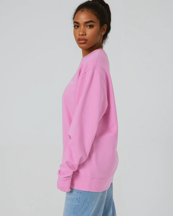 Womens Organic Cotton Relaxed-Fit Sweatshirt in Azalea Pink hewn.