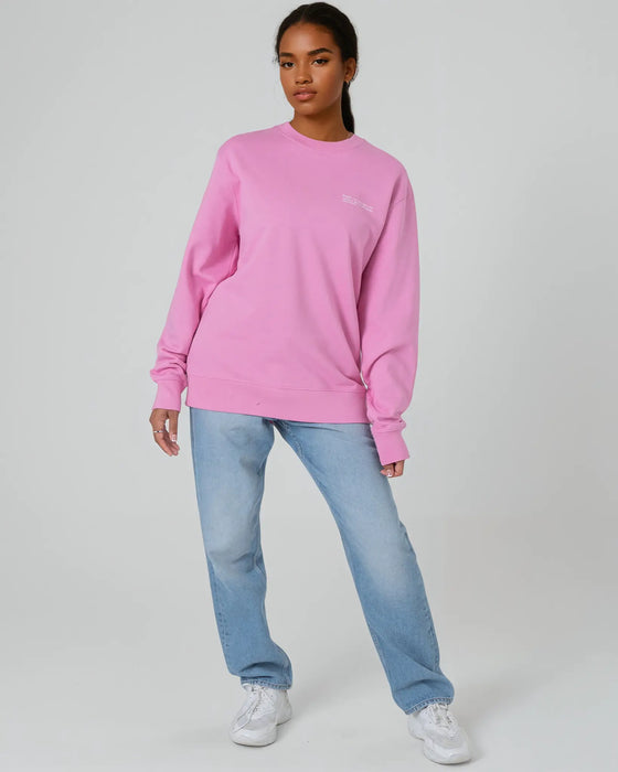 Womens Organic Cotton Relaxed-Fit Sweatshirt in Azalea Pink hewn.