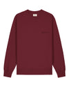 Womens Organic Cotton Relaxed-Fit Sweatshirt in Berry Red hewn.