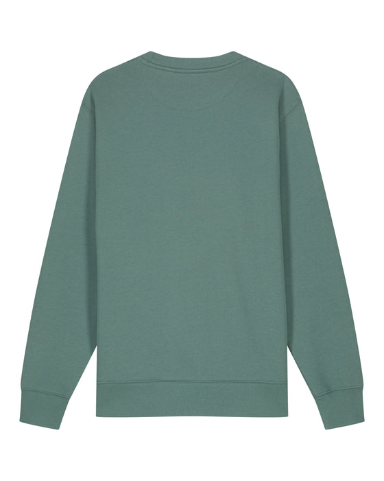 Womens Organic Cotton Relaxed-Fit Sweatshirt in Eucalyptus Green hewn.