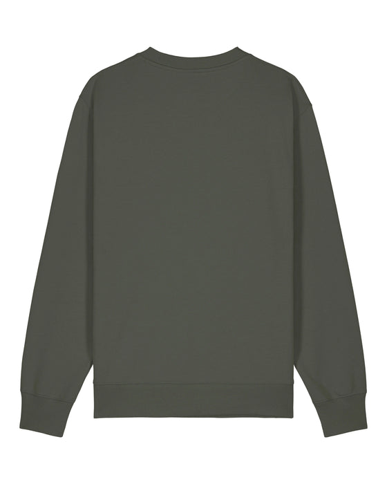 Womens Organic Cotton Relaxed-Fit Sweatshirt in Pine Green Khaki hewn.