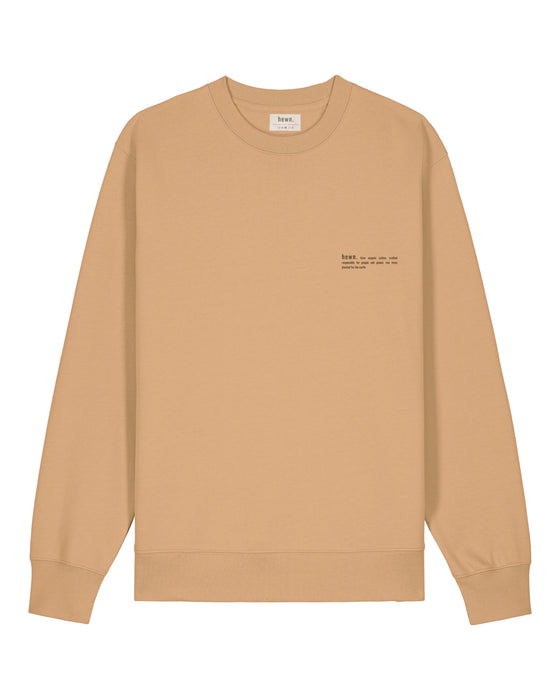 Womens Organic Cotton Relaxed-Fit Sweatshirt in Sand hewn.