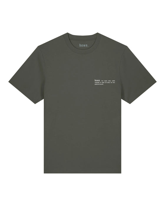 Womens Organic Cotton Relaxed-Fit T-Shirt in Pine Green Khaki hewn.