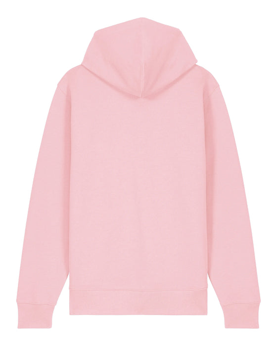 Womens Organic Cotton Relaxed-Fit Zip Hoodie in Cherry Blossom Pink hewn.