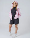 Womens Organic Cotton Relaxed-Fit Zip Hoodie in Cherry Blossom Pink hewn.