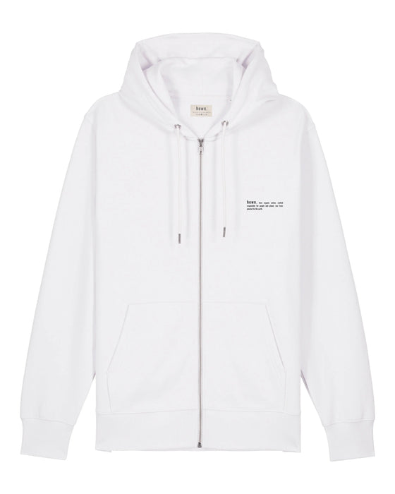 Womens Organic Cotton Relaxed-Fit Zip Hoodie in Snow White hewn.