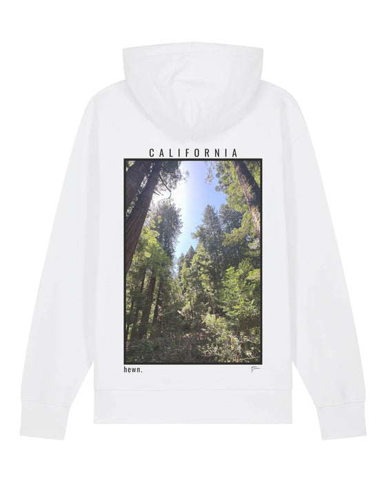 Womens Relaxed-Fit White Hoodie With California Back-Print hewn.