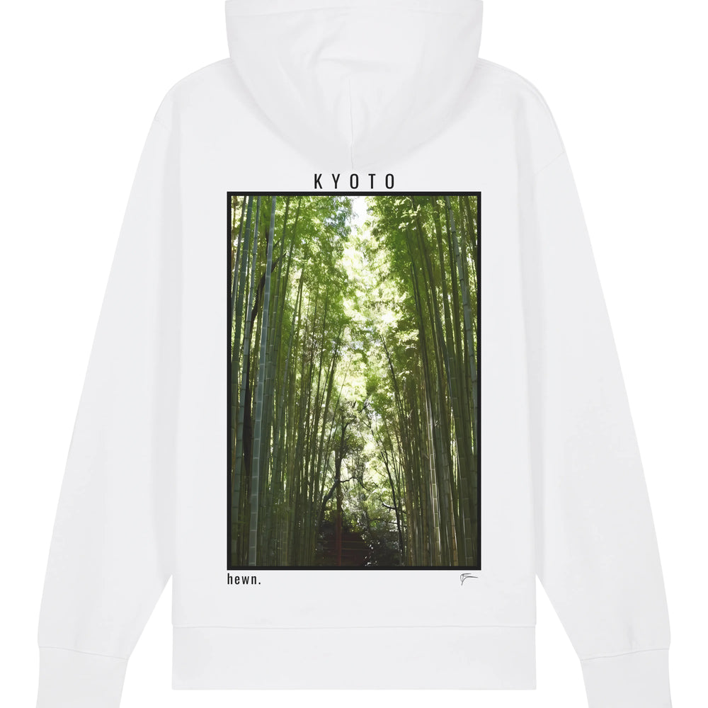 Womens Relaxed-Fit White Hoodie With Kyoto Back-Print hewn.