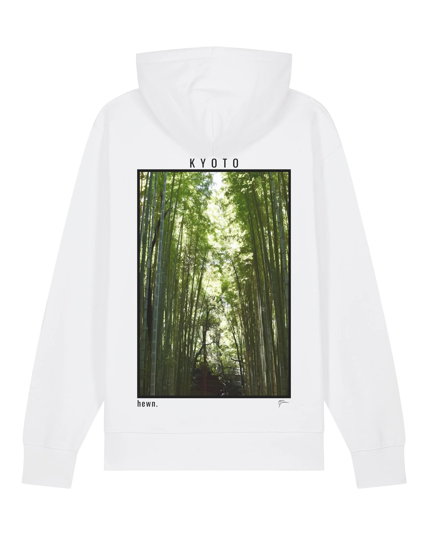 Womens Relaxed-Fit White Hoodie With Kyoto Back-Print hewn.