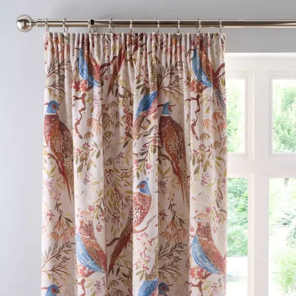 Woodland Pheasant Pencil Pleat Curtains Dunelm