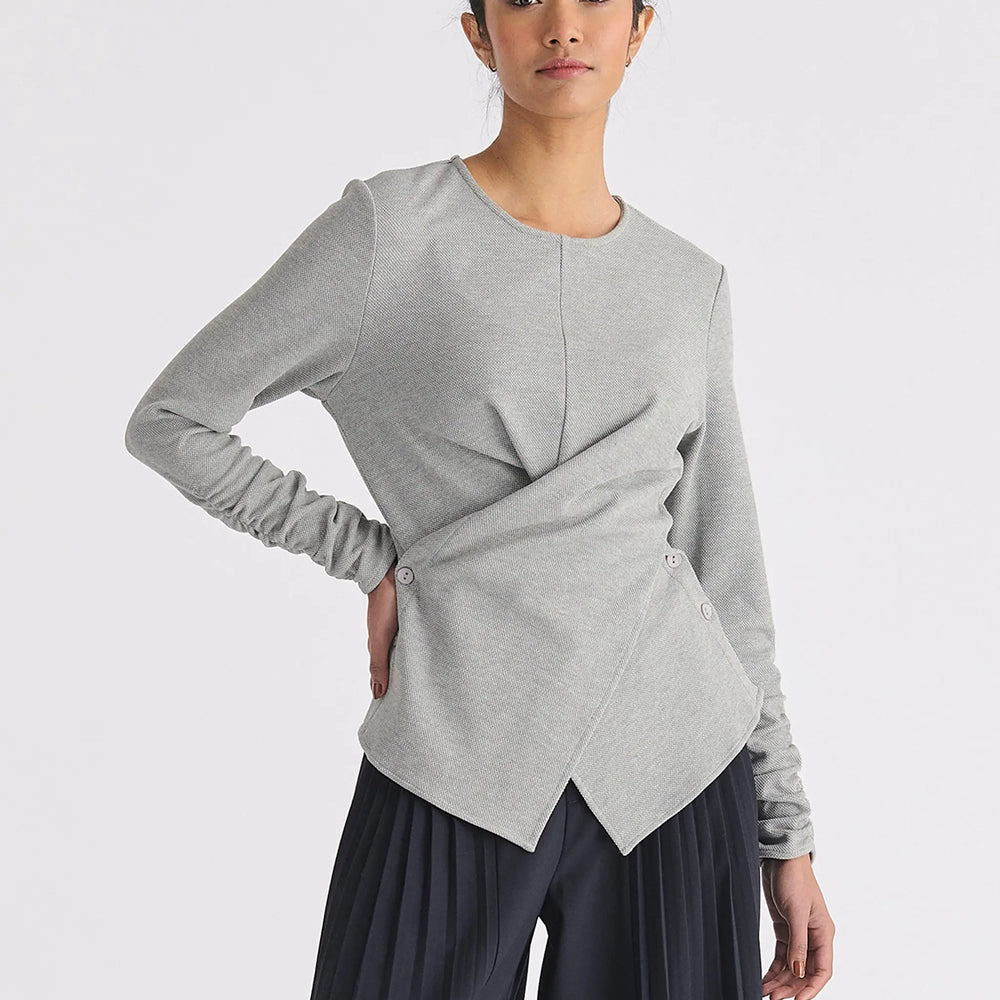 Wrap Top With Ruched Sleeve Detail Paisie