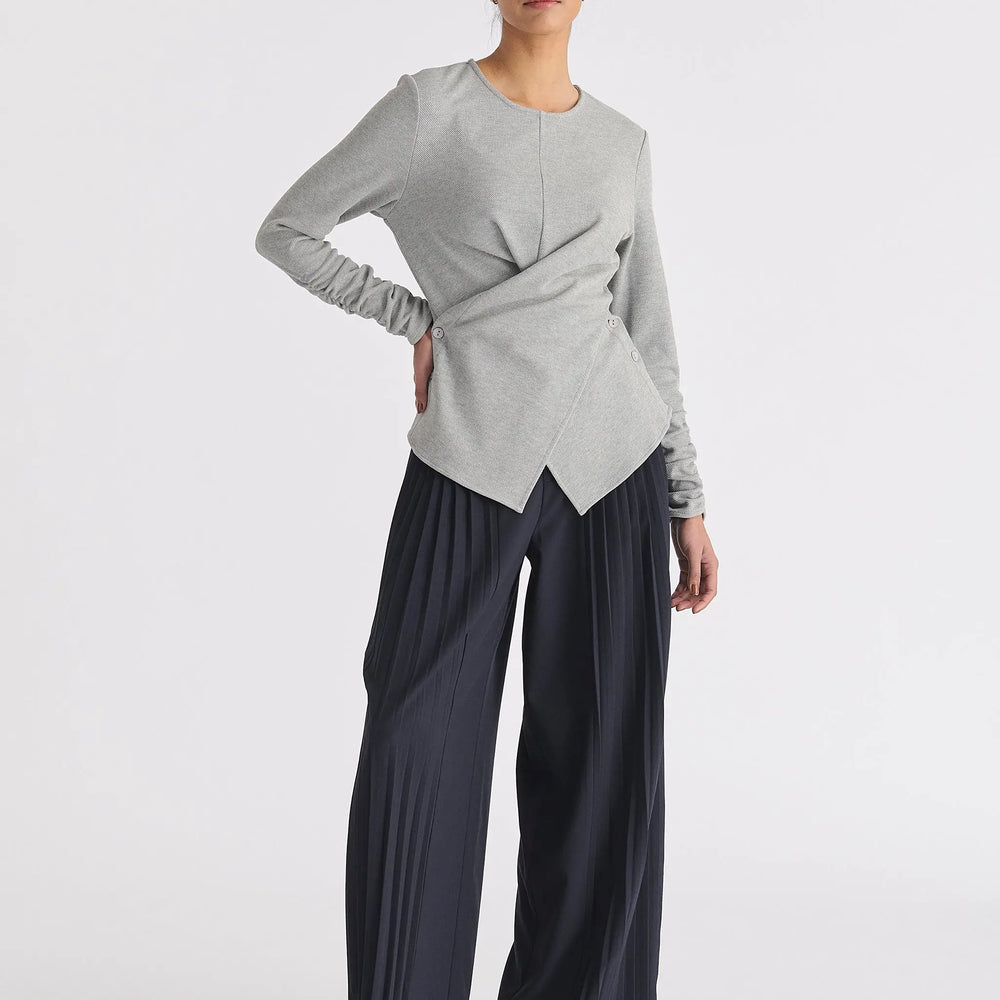 Wrap Top With Ruched Sleeve Detail Paisie