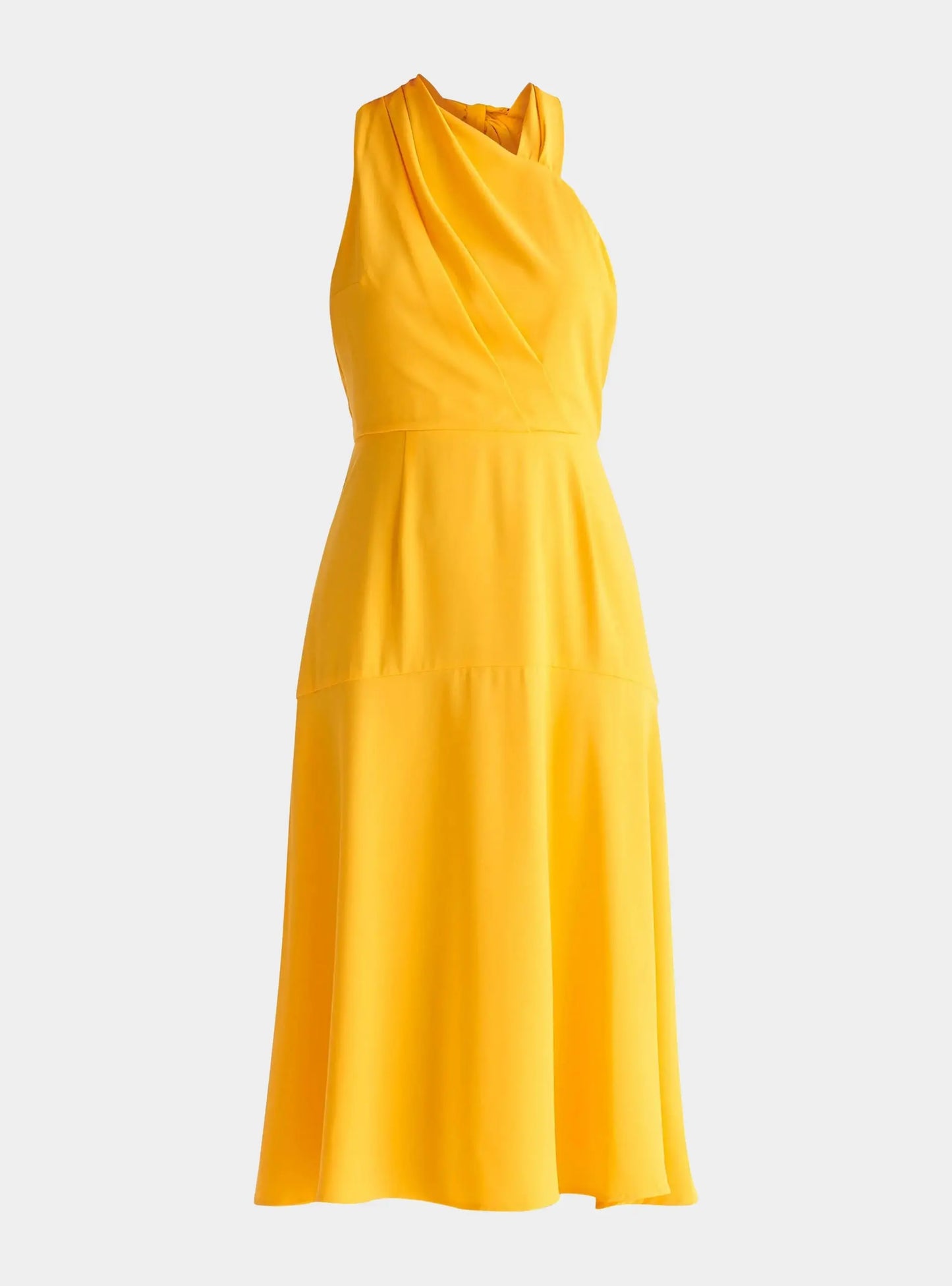 Yellow Asymmetric Neck Midi Dress Paisie