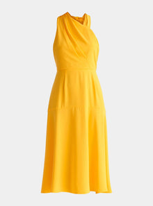  Yellow Asymmetric Neck Midi Dress Paisie