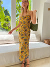 Yellow Cowl Neck Midi Dress Wear the World