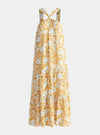 Yellow, Blue, Off White and Cream Tiered Halterneck Maxi Dress Paisie