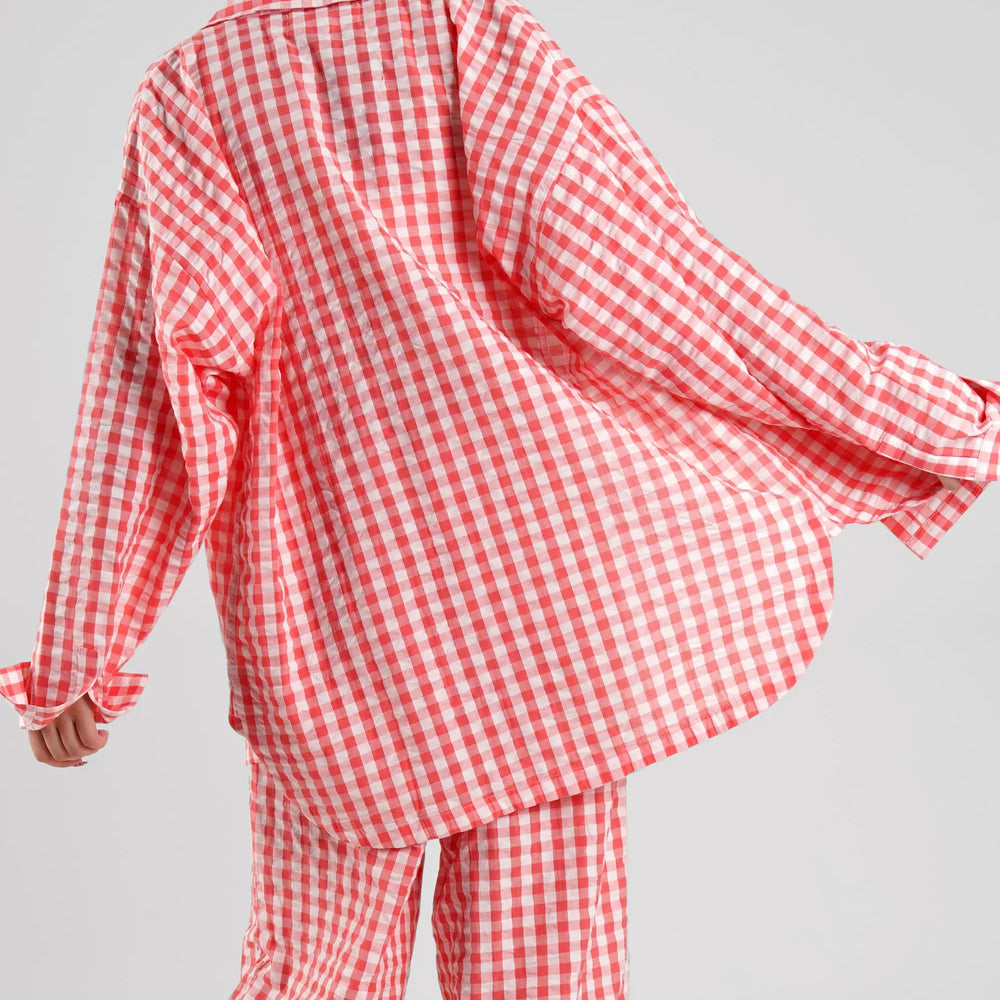 Yew Gingham Check Ethical-Cotton Shirt - Canyon Peach Peachaus