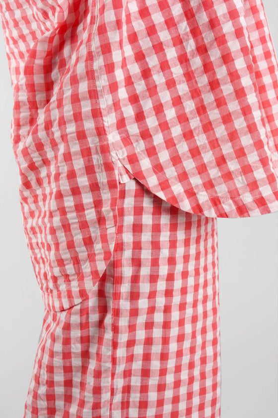 Yew Gingham Check Ethical-Cotton Shirt - Canyon Peach Peachaus