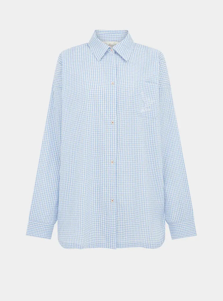 Yew Striped Ethical-Cotton Shirt - Blue Stripe Peachaus