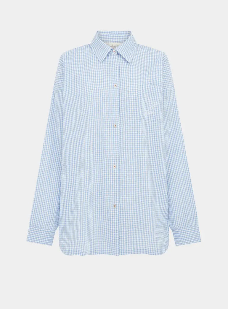 Yew Striped Ethical-Cotton Shirt - Blue Stripe Peachaus