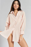 Yew Striped Ethical-Cotton Shirt - Dawnlight Coral Peachaus