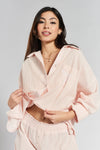 Yew Striped Ethical-Cotton Shirt - Dawnlight Coral Peachaus