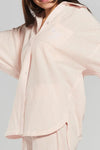 Yew Striped Ethical-Cotton Shirt - Dawnlight Coral Peachaus