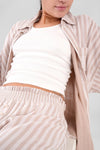 Yew Striped Ethical-Cotton Shirt - Golden Glow Beige Peachaus