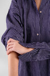 Yew Striped Ethical-Cotton  Shirt - Indigo Blue Peachaus