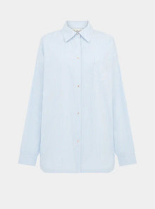  Yew Striped Ethical-Cotton Shirt - Mountain Blue Peachaus